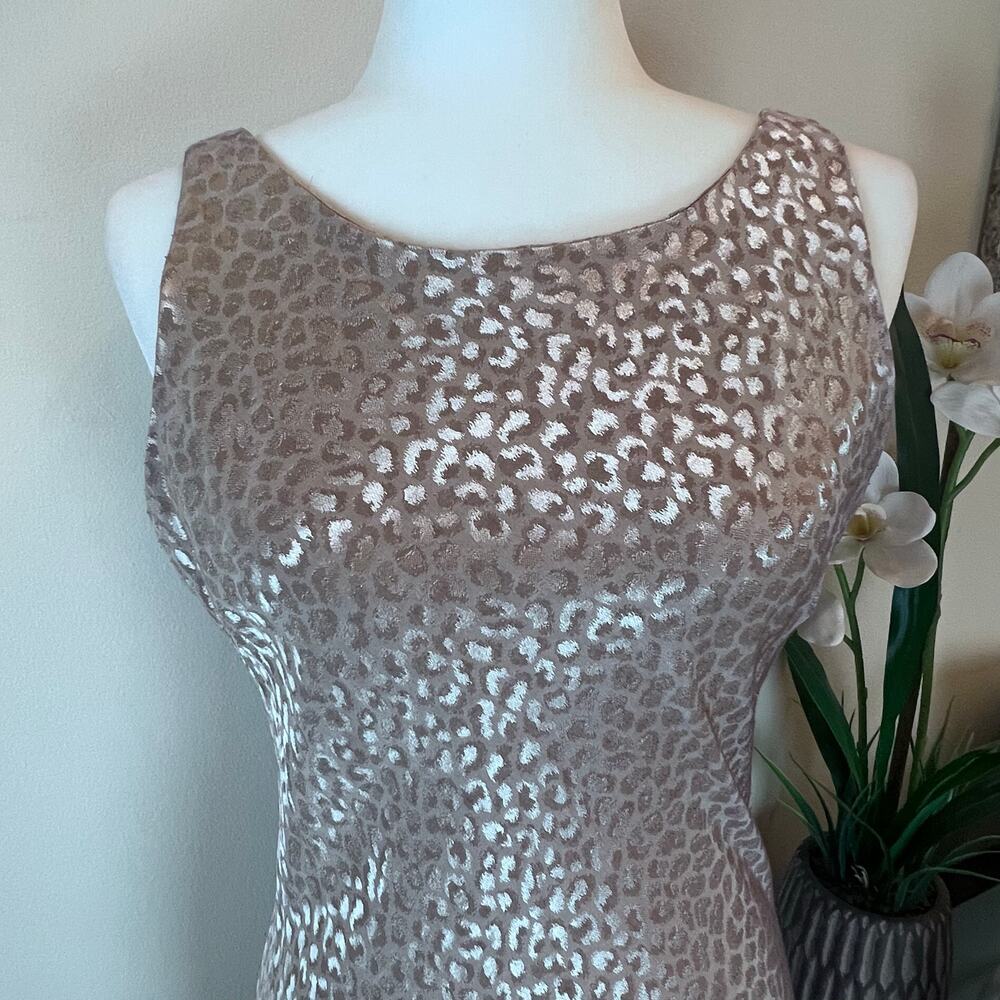 Vintage Coquette Pink Low-Back Soft Leopard Print Sleeveless Harlow Dress‎ Sz 12 - Picture 3 of 8